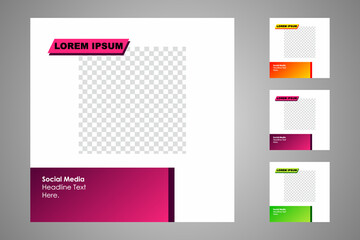 New set of editable minimal banner templates. Suitable for social media posts and web or internet ads. Vector illustration with photo college.