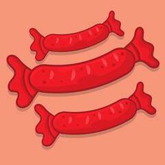 sausage isolated cartoon vector illustration in flat style