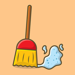 floor broom isolated cartoon vector illustration in flat style