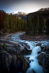 Sunwapta Falls in Jasper National Park, Canada during a frigid late September morning.