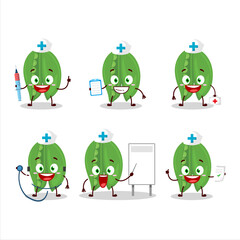 Doctor profession emoticon with peas cartoon character