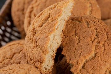Chopped or minced oatmeal cookies on the stock