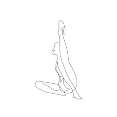 
 one line silhouette woman practicing yoga. Vector icon. Logo design. Minimalism style. Continuous line hand girl drawing illustration. 