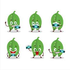 Photographer profession emoticon with peas cartoon character