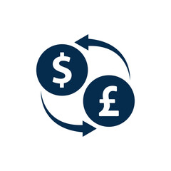 Currency exchange. Money conversion. Pound to dollar icon concept isolated on white background. Vector illustration
