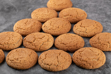 Oatmeal cookies isolated on grey concrete background
