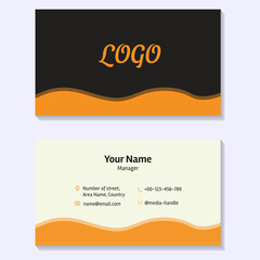 Fototapeta premium Warm yellow simple minimal business card with water wave shape at bottom