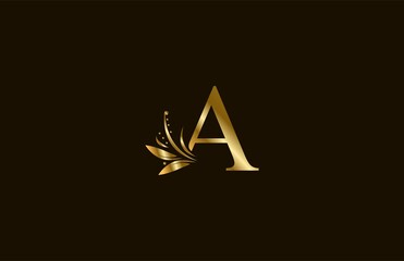 Golden Monogram Flourishes Letter A Logo Manual Elegant Minimalism