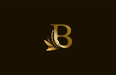 Fototapeta premium Golden Monogram Flourishes Letter B Logo Manual Elegant Minimalism
