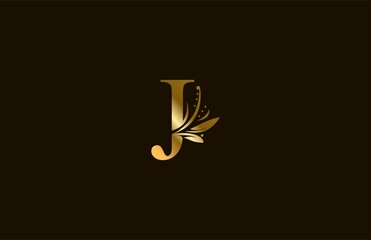 Golden Monogram Flourishes Letter J Logo Manual Elegant Minimalism