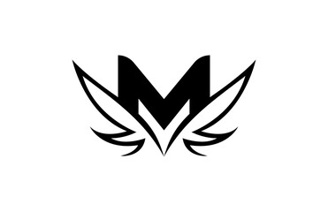 Initial M Linked Sharp Shape Wings Vector Logo