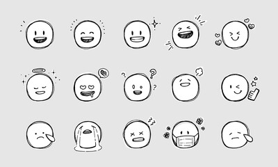 絵文字風の顔イラストセット