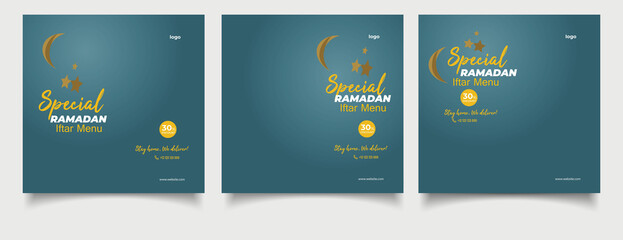 special ramadan iftar menu social media instagram post template.