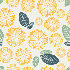 Lime, Grapefruit, Orange, Lеmon tree bold vector drawn ink painting fruit garden leaves illustration in yellow color