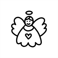 A cute little angel with wings. Vector illustration in the doodle style