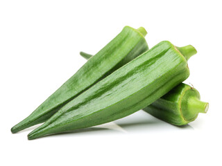 Fresh young okra isolated on white background