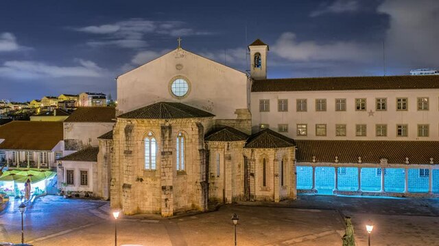 Cathedral in Odivelas, Portugal. Nice night view. District of Lisbon.