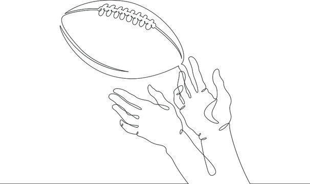 football catch hands continuous line drawing clip art preview