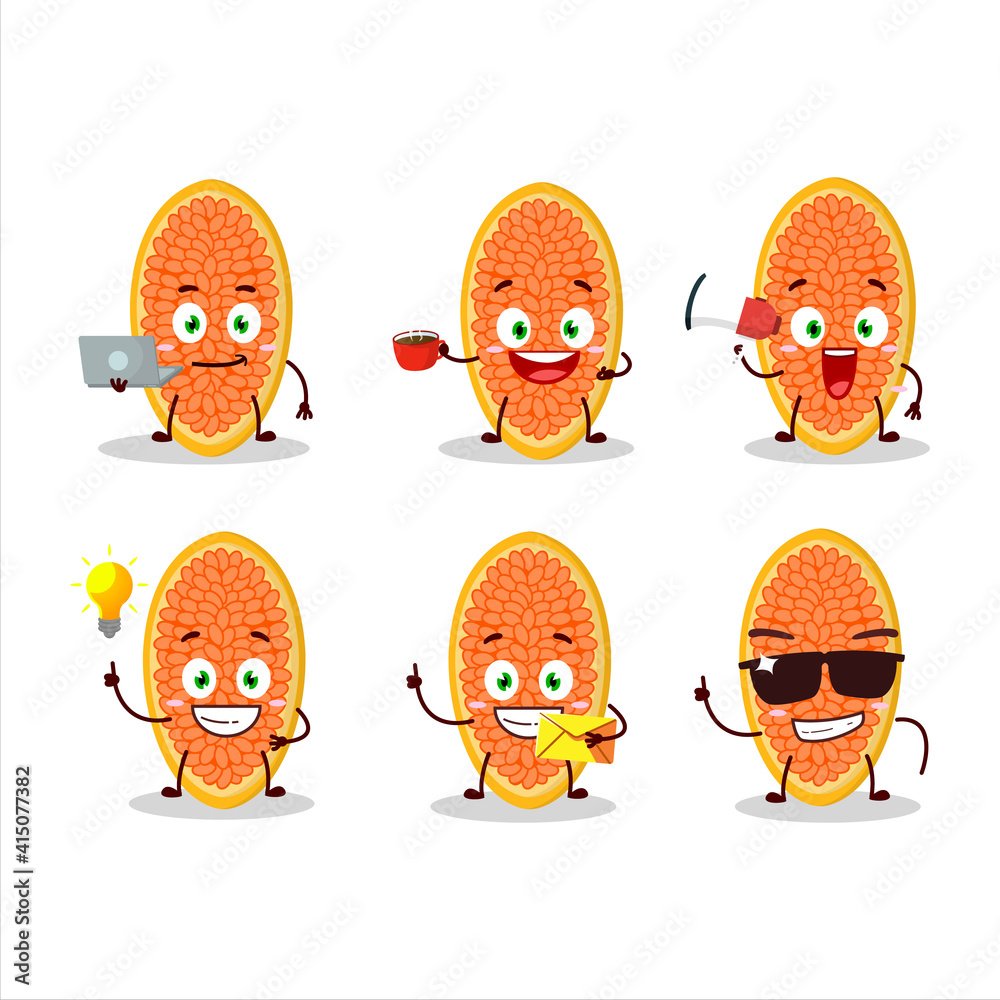 Wall mural Slice of curuba fruit cartoon character with various types of business emoticons