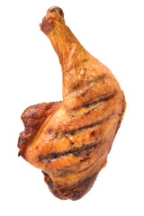 grilled chicken leg  on white background 