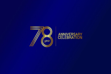 78 year anniversary celebration Gold Line. logotype isolated on Blue background for celebration, invitation card, and greeting card-Vector