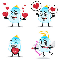 vector illustration of pacifier mascot or character collection set with love or valentine or love theme