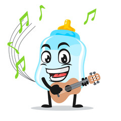 vector illustration of pacifier mascot or character playing guitar