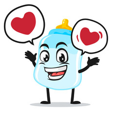 vector illustration of pacifier mascot or character says with love in bubble speech