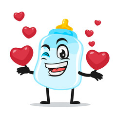 vector illustration of pacifier mascot or character bring love symbols