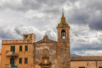 Fototapeta na wymiar Italy, Sicily, Palermo Province, Castelbuono. Chiesa Madre bell tower in Castelbuono.