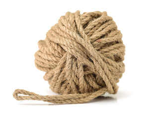 Hemp rope on white background