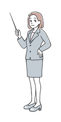 A woman in suit explaining something