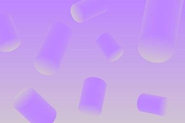 Abstract background 3D. Dynamic flying geometric figures. Violet gradient shapes. Stylish banner, wallpaper. Trendy poster. For mobile, web, template, backdrop, brochure