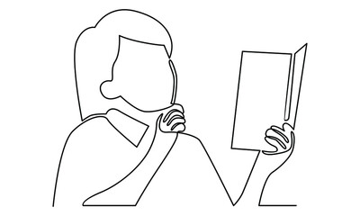 Continue line of girl reading book