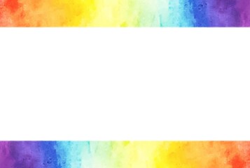 シンプルな虹色の水彩フレーム