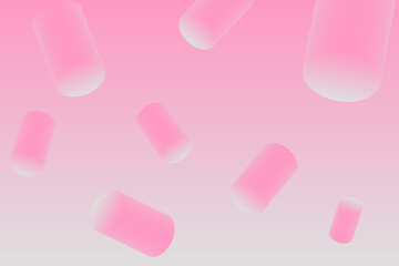 3D abstract background. Dynamic flying geometric shapes. Pink gradient elements. Trendy wallpaper, banner. Stylish poster. For backdrop, web, mobile, brochure