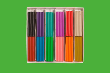 set of colorful plasticine sticks in a packing