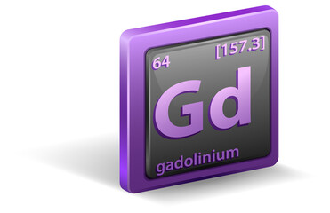 Gadolinium chemical element. Chemical symbol with atomic number and atomic mass.