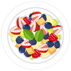 Fruit salad on plate isolated