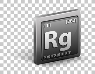 Roentgenium chemical element. Chemical symbol with atomic number and atomic mass.
