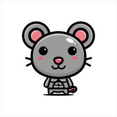 cute mouse cartoon vector design has a stocky body shape