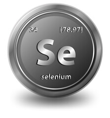 Selenium chemical element. Chemical symbol with atomic number and atomic mass.
