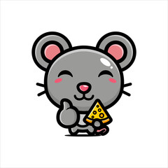 Obraz na płótnie Canvas vector design of cute cartoon mouse holding cheese