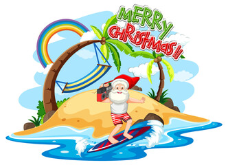 Santa Claus on the beach island for Summer Christmas