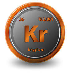 Fototapeta premium Krypton chemical element. Chemical symbol with atomic number and atomic mass.