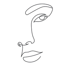 One line avatar. Face in minimalistic style. Beauty and simple. 