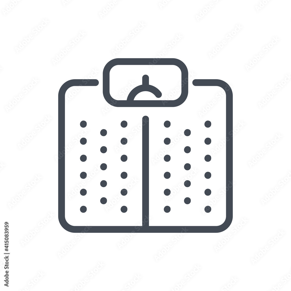 Poster Weight scales line icon. Weight loss balance vector outline sign.