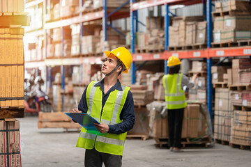Warehouse worker working together in warehouse