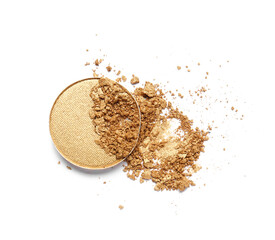 Crushed eyeshadows on white background