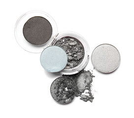 Crushed eyeshadows on white background